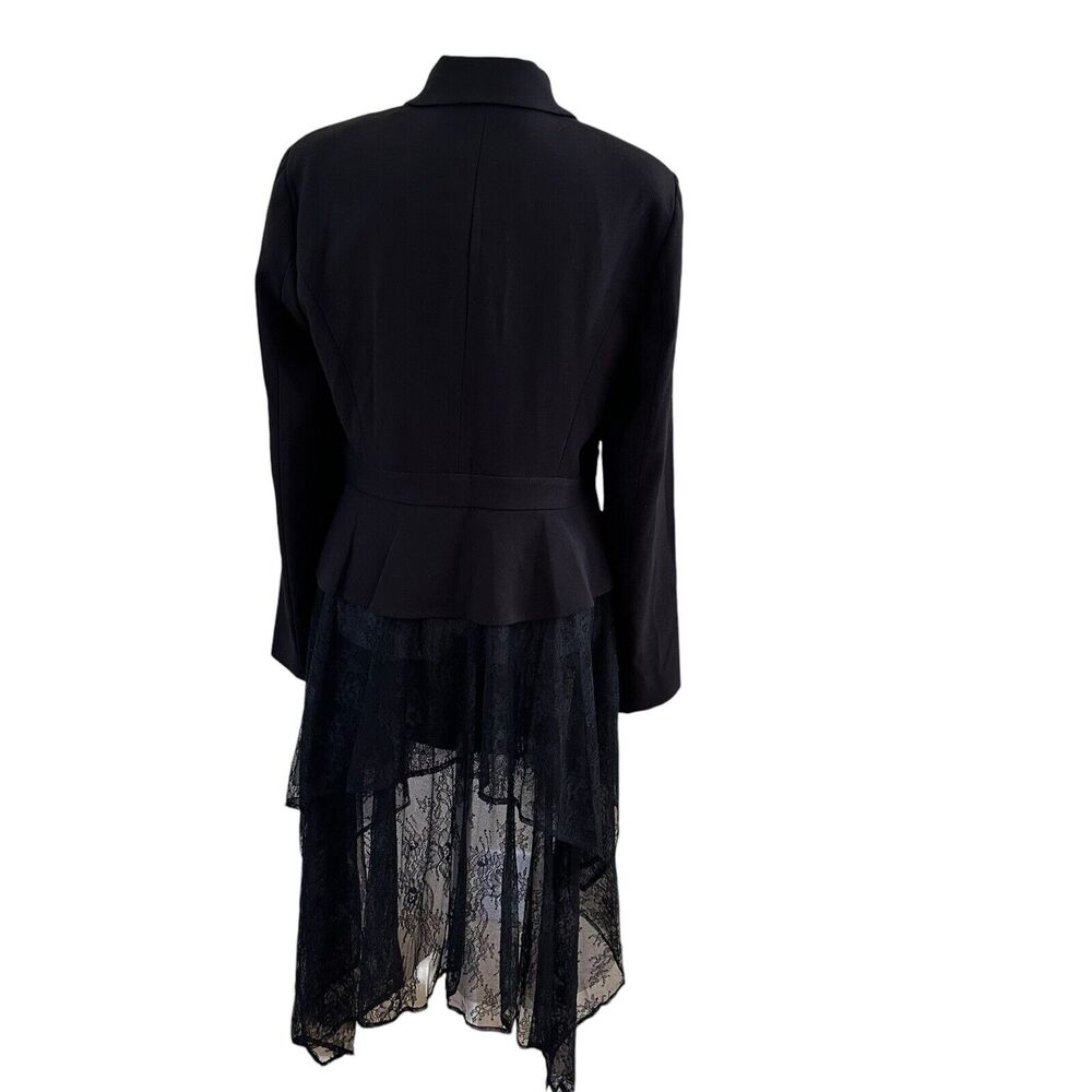 BCBGMAXAZRIA Black Tiered Lace Hem Double Breasted Blazer Size M NWT MSRP $398 - Picture 3 of 9